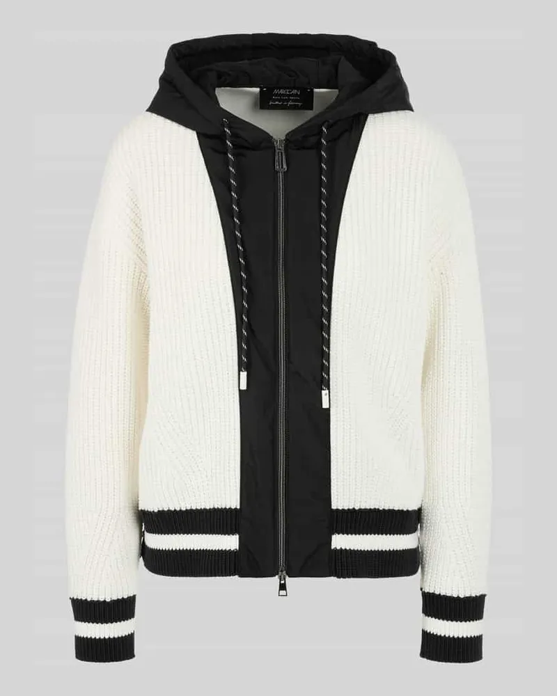 Marc Cain Strickjacke mit kontrastierender Frontpartie Weiss