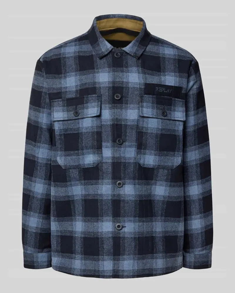 Replay Regular Fit Hemdjacke mit Brusttaschen Marine