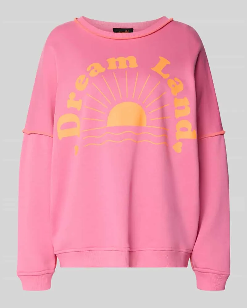 Miss Goodlife Oversized Sweatshirt mit gerippten Abschlüssen Rosa