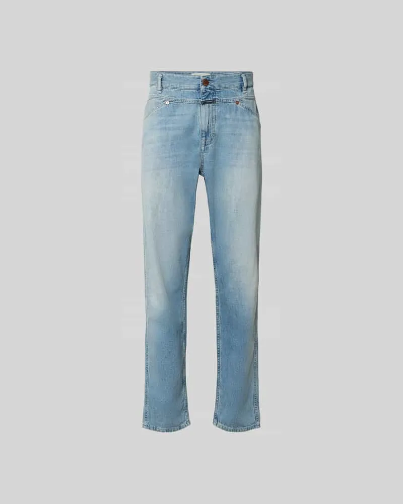 Closed Straight Fit Jeans mit Logo-Patch Hellblau
