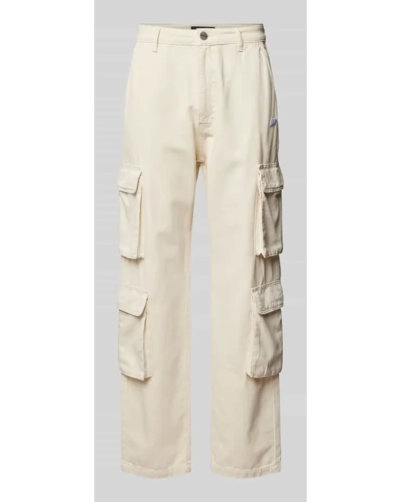 PEGADOR Wide Leg Cargohose mit Label-Stitching Modell 'PRETO Offwhite