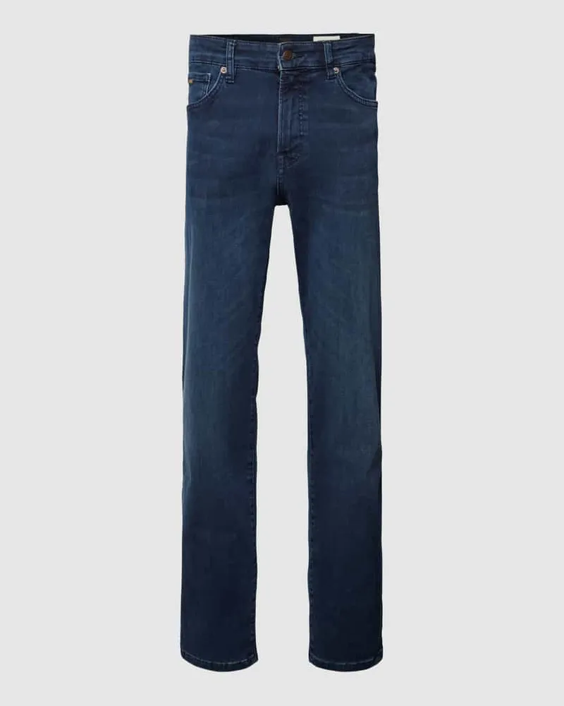 HUGO BOSS Regular Fit Jeans mit Stretch-Anteil Modell 'Re.Maine Dunkelblau