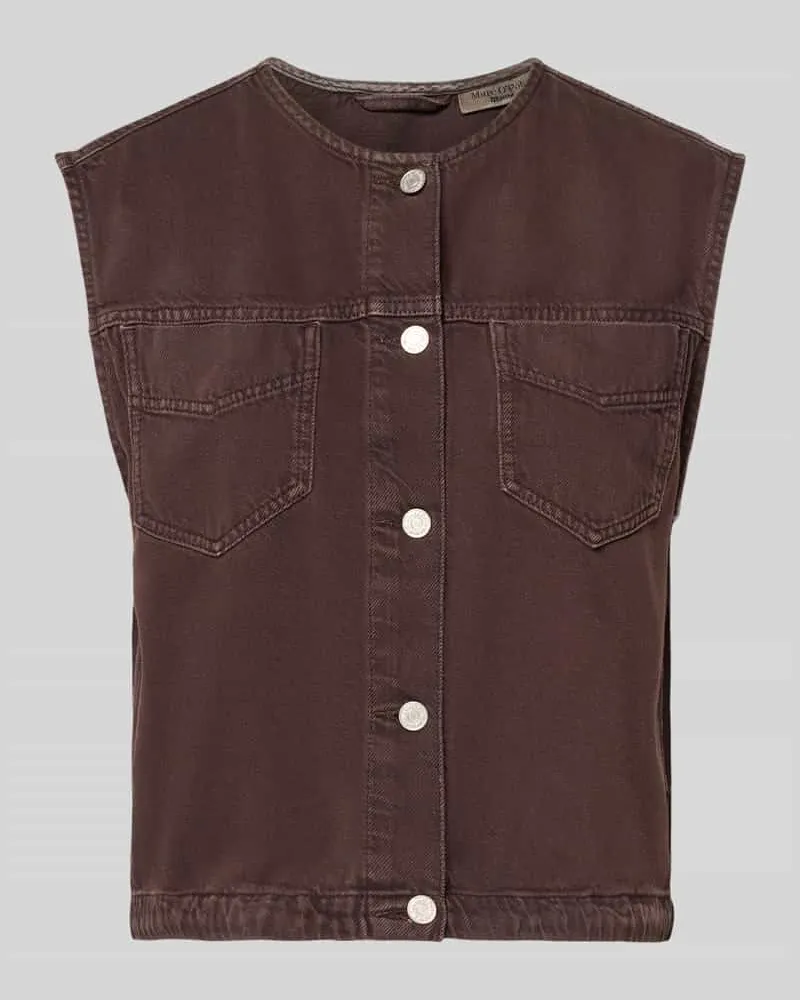 Marc O'Polo Relaxed Fit Weste aus Baumwoll-Lyocell-Mix Dunkelbraun