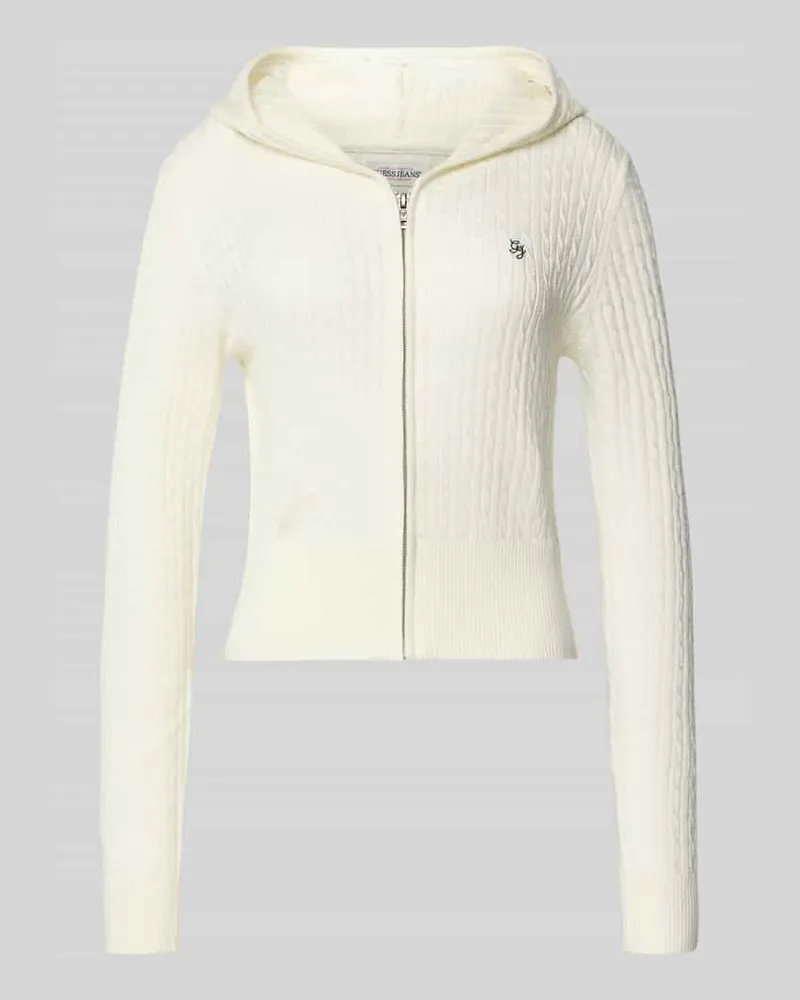Guess Strickjacke mit Woll-Seiden-Anteil Ecru