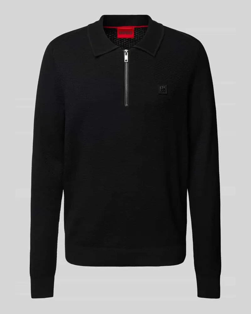 HUGO BOSS Regular Fit Poloshirt mit Strukturmuster Modell 'Sastoon Black