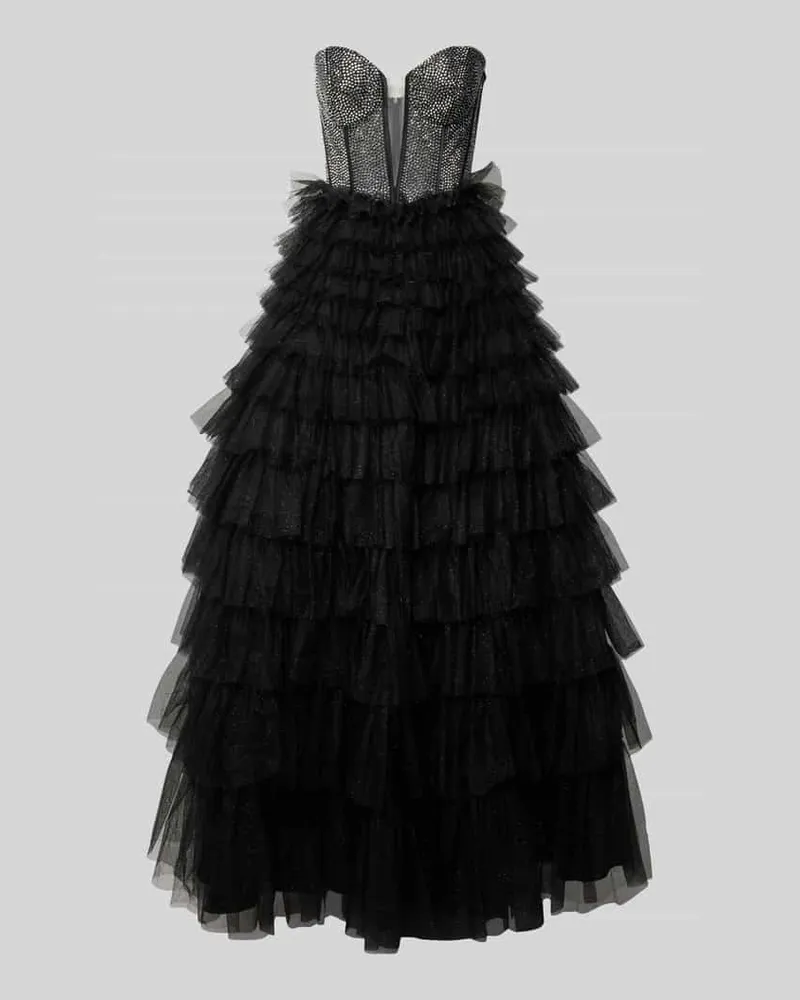 LUXUAR Abendkleid mit Strasssteinbesatz Black
