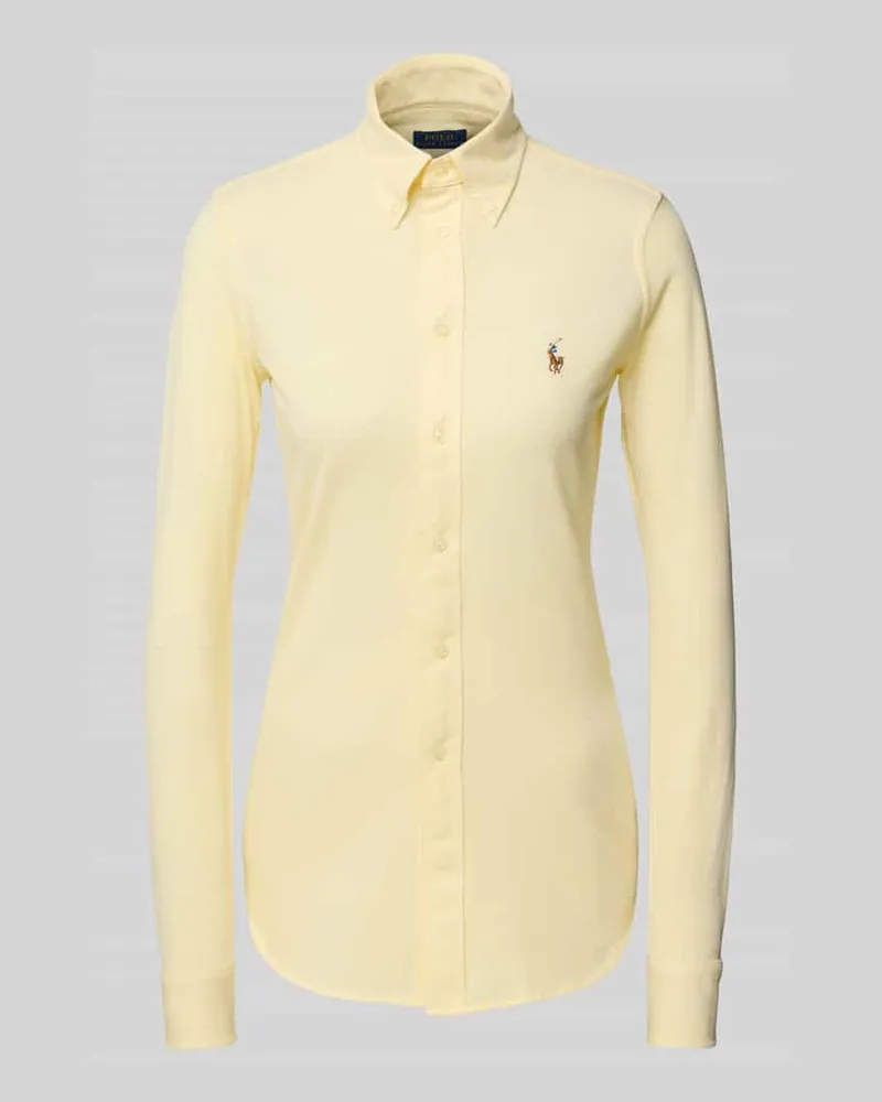 Ralph Lauren Slim Fit Hemdbluse mit Button-Down-Kragen Hellgelb