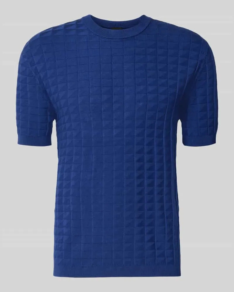 Armani Exchange Strickshirt aus Viskose-Mix mit Strukturmuster Royal