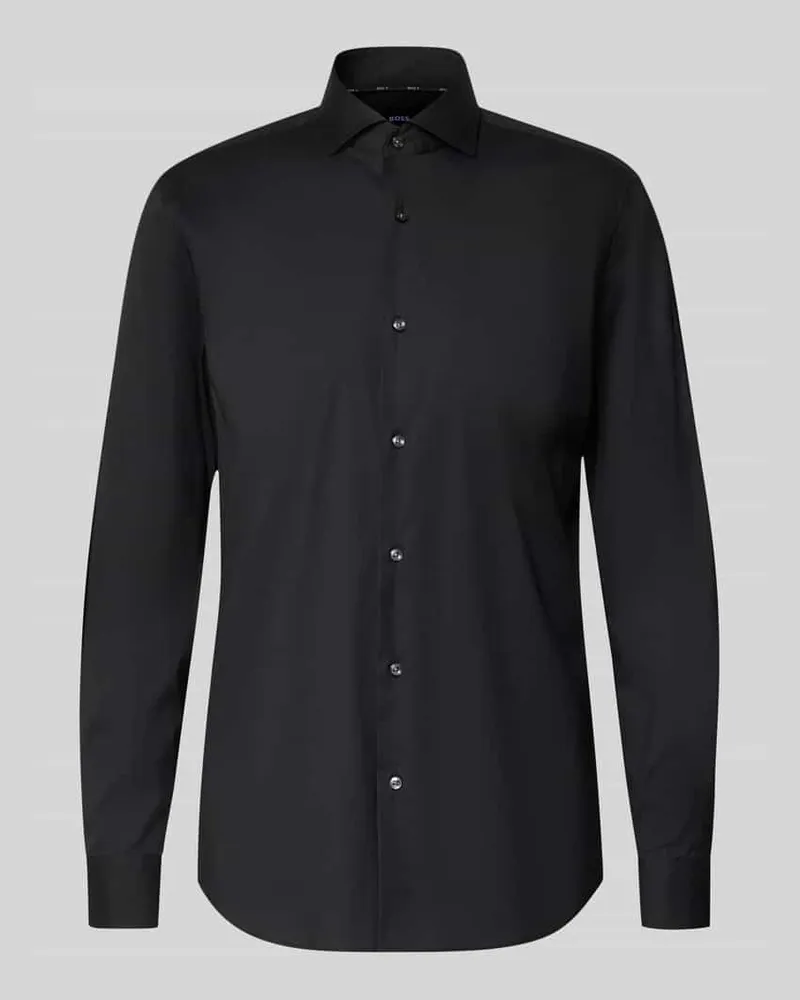 HUGO BOSS Slim Fit Business-Hemd mit Stretch-Anteil Modell 'Hank Hai Black