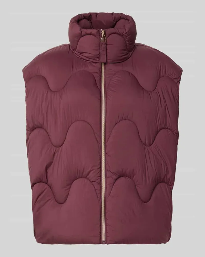 JAKE*S Regular Fit Weste mit Stehkragen Pflaume