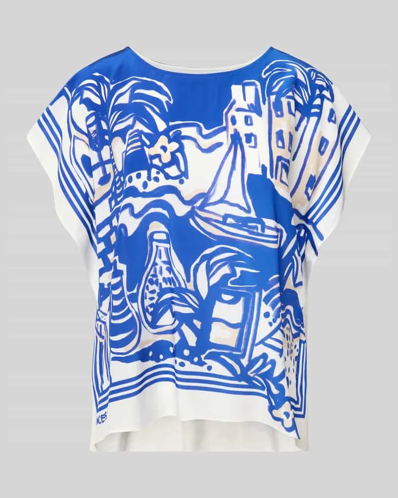 Marc Cain Relaxed Fit Seidenbluse mit Rundhalsausschnitt Royal