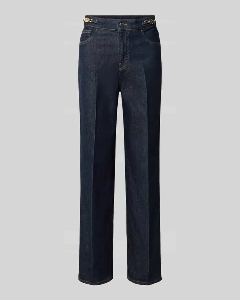 Emporio Armani Straight Fit Jeans mit Knopfverschluss Dunkelblau