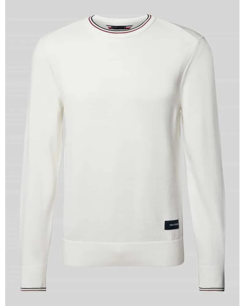 Tommy Hilfiger Strickpullover mit Label-Patch Offwhite