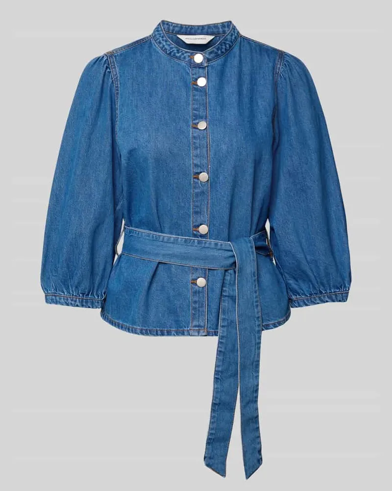 MOSS COPENHAGEN Jeansbluse mit Bindegürtel Modell 'Rylan Elena Jeansblau