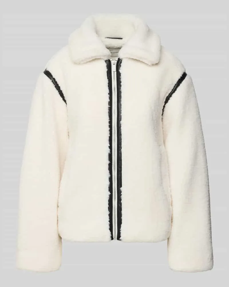 Tom Tailor Regular Fit Teddy-Jacke mit Umlegekragen Offwhite