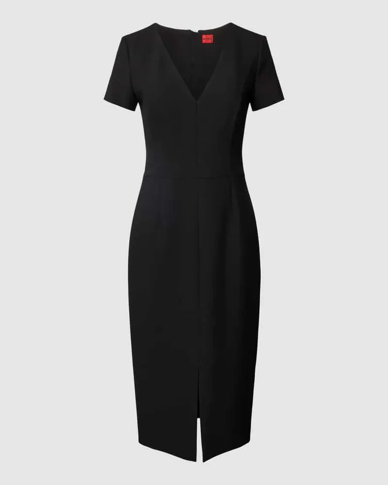 HUGO BOSS Midikleid mit V-Ausschnitt Modell 'Kalamara Black