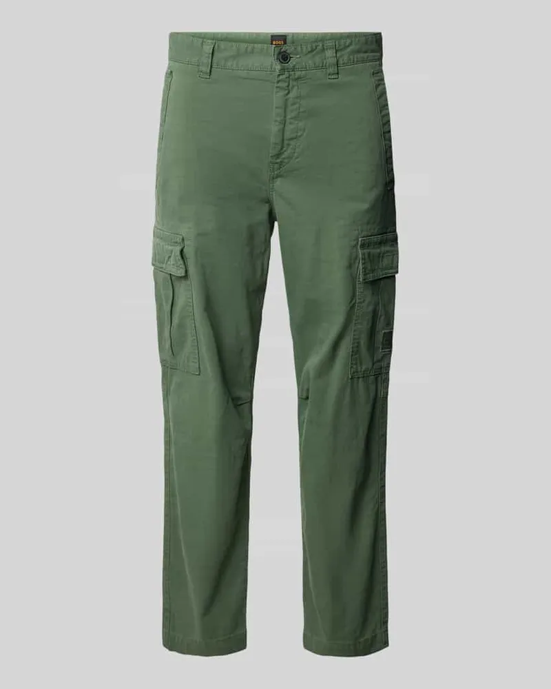 HUGO BOSS Cargohose mit Label-Patch Modell 'Sisla Oliv