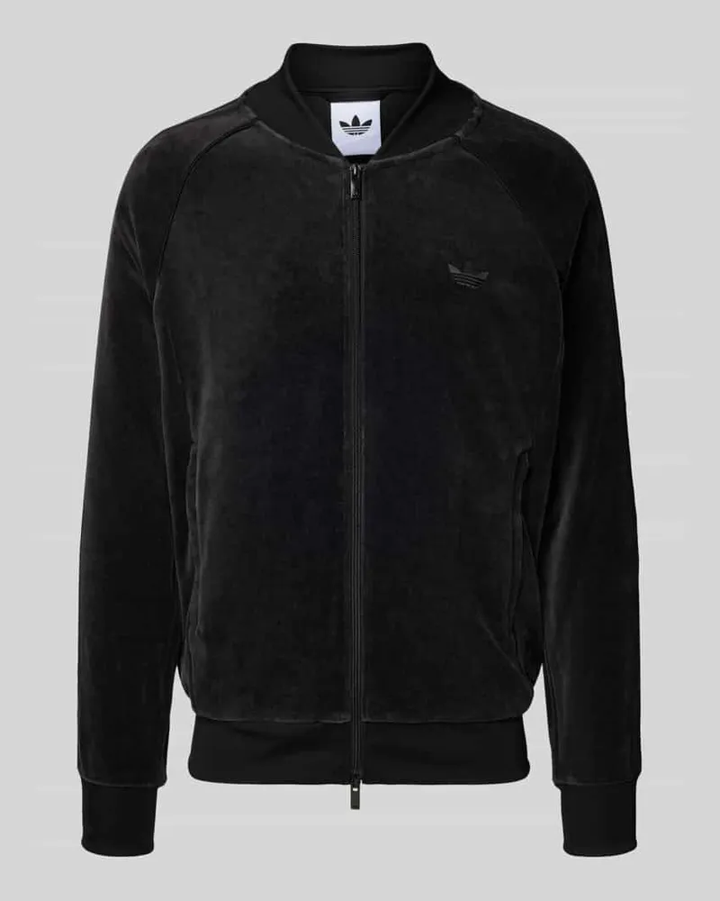 adidas Sweatjacke mit Label-Stitching und Zweiwege-Reißverschluss Black