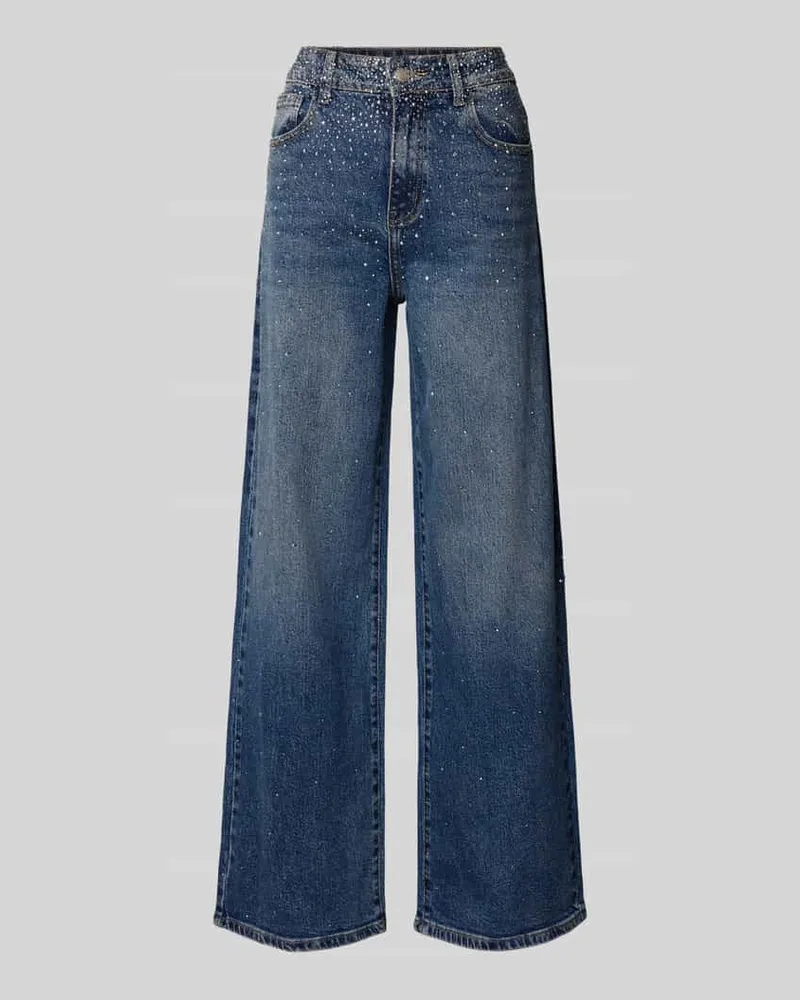 Miss Goodlife Wide Fit Jeans mit Ziersteinbesatz Jeansblau
