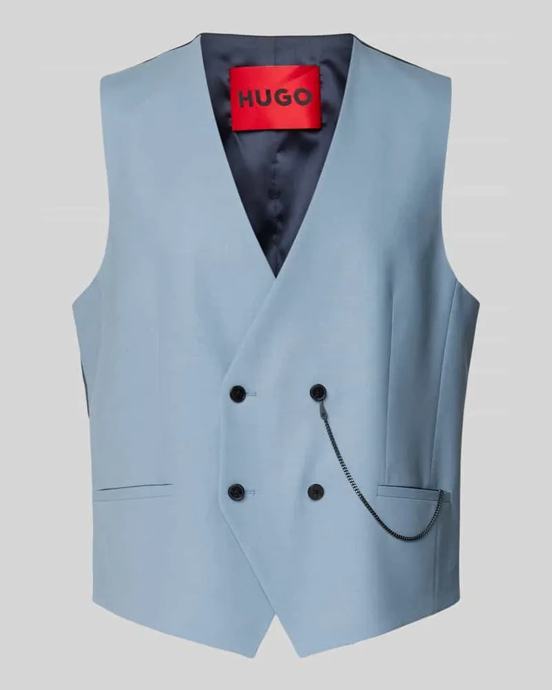 HUGO BOSS Weste mit Knopfverschluss Modell 'Vin Hellblau