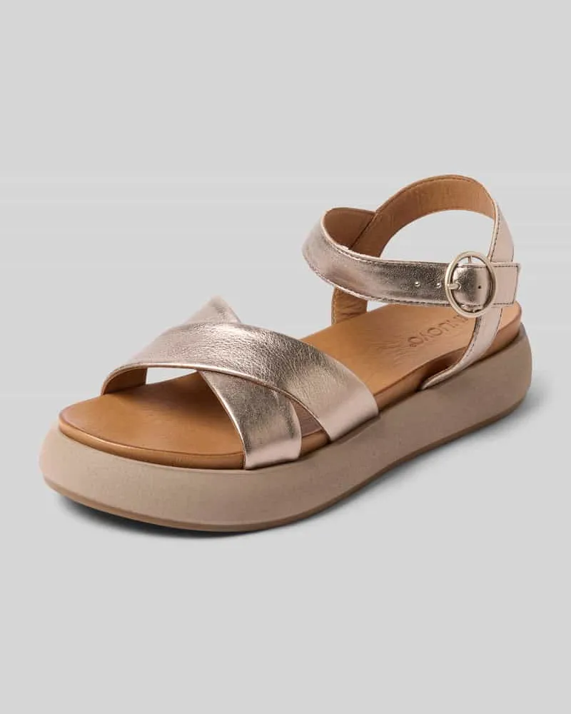 Inuovo Sandalette aus Leder mit Plateausohle Metallic