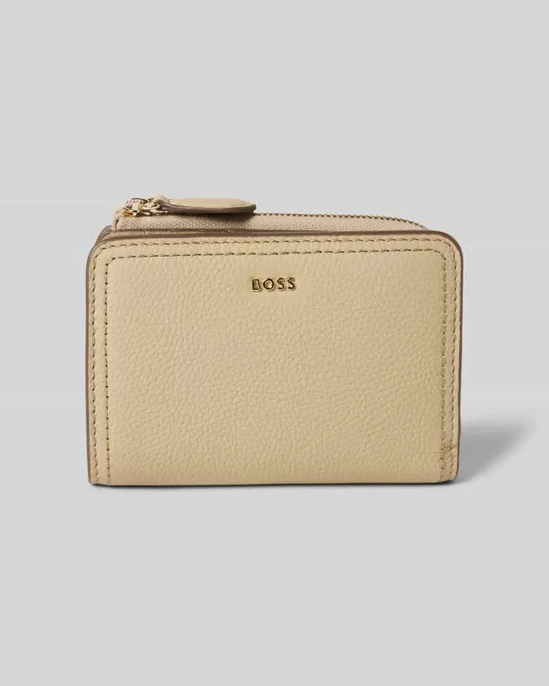 HUGO BOSS Portemonnaie aus echtem Rindsleder Modell 'LANAH SMALL WALLET Beige