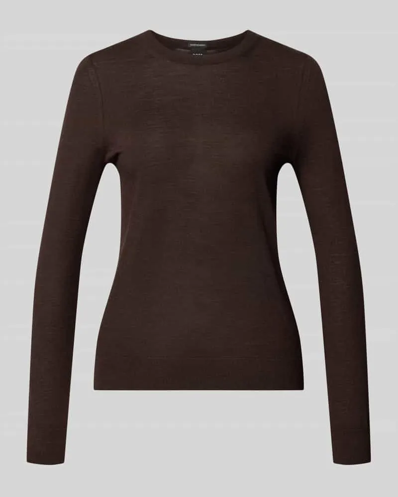 HUGO BOSS Pullover aus Wolle mit Rollsaum Dunkelbraun