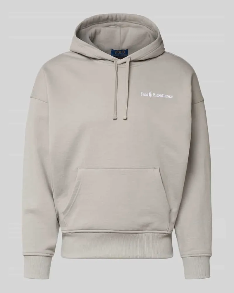 Ralph Lauren Relaxed Fit Hoodie mit Label-Stitching und Känguru-Tasche Hellgrau
