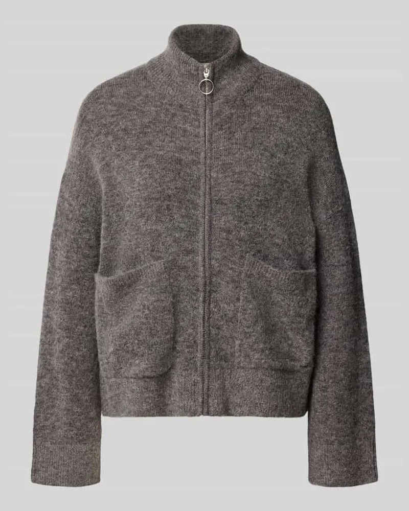 Selected Regular Fit Strickjacke aus Woll-Mix Modell 'SIA Dunkelgrau