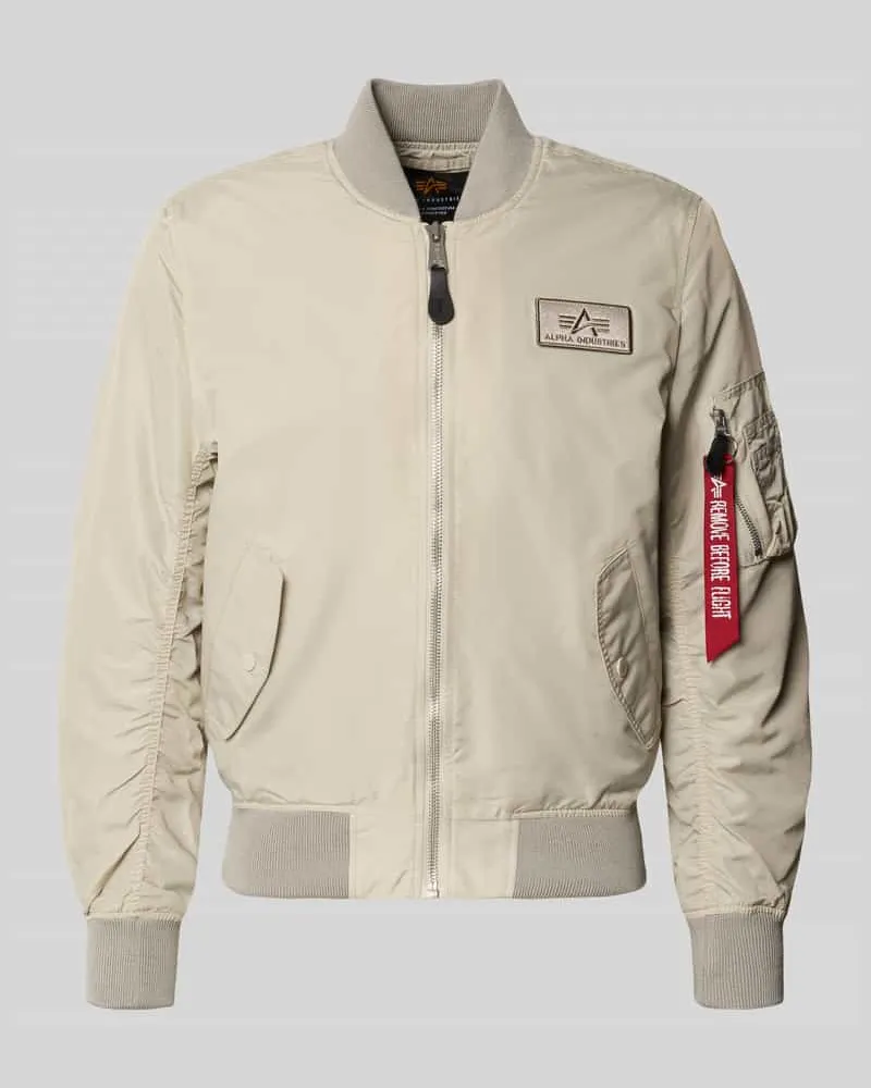 Alpha Industries Regular Fit Bomberjacke mit Logo-Patch Beige