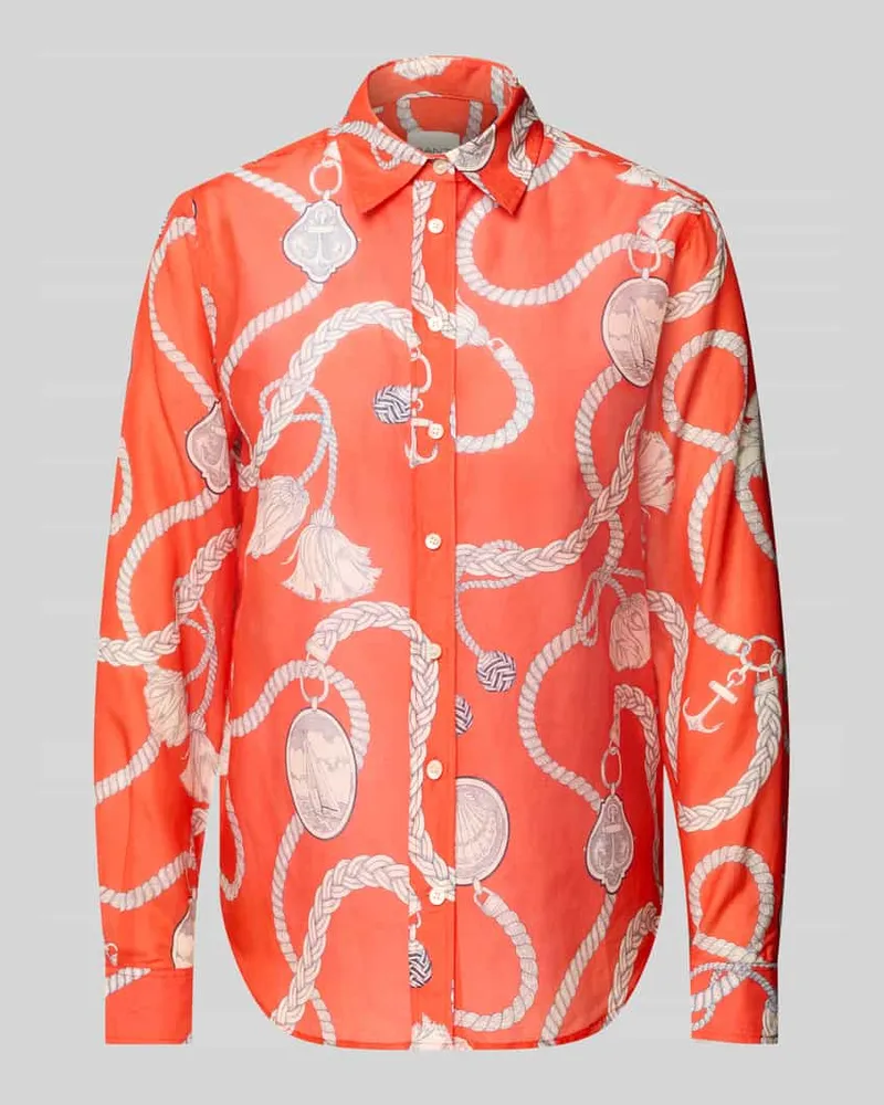 Gant Regular Fit Bluse aus Baumwoll-Seiden-Mix Koralle