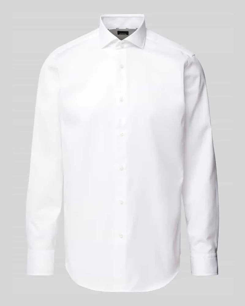 HUGO BOSS Regular Fit Businesshemd aus Feintwill Weiss