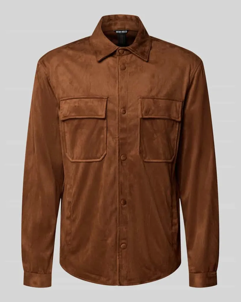 Antony Morato Regular Fit Hemdjacke in Leder-Optik Modell 'Dakar Camel