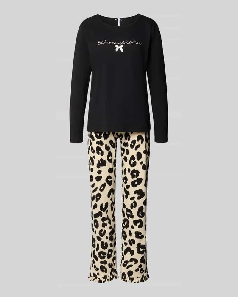 Louis & Louisa Pyjama-Set aus reiner Baumwolle Modell 'Schmusekatze Black