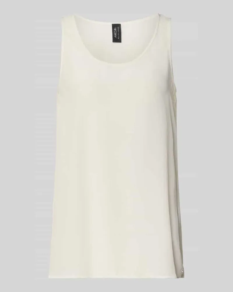 Marc Cain Blusenshirt mit Rundhalsausschnitt und Label-Detail Offwhite