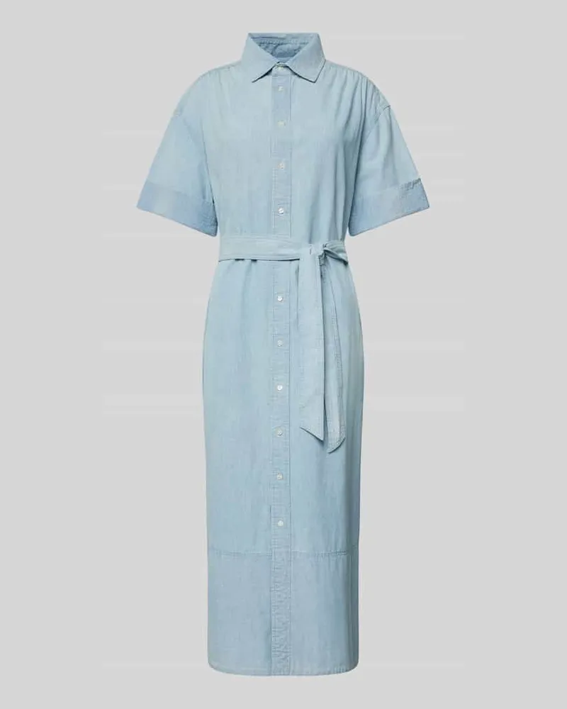 Ralph Lauren Midikleid mit Taillengürtel Blau