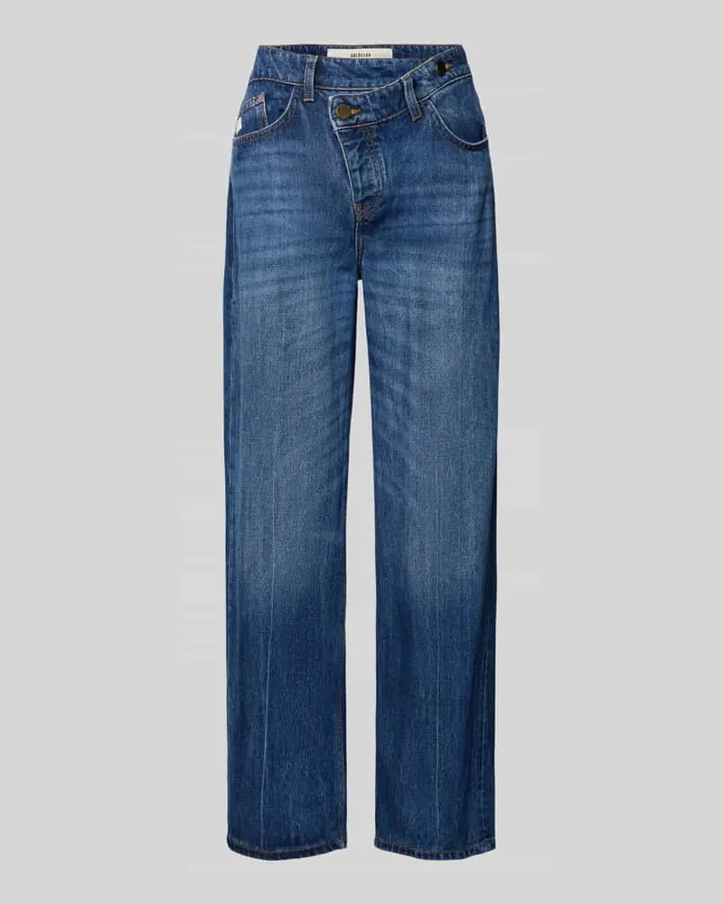 Goldgarn Straight Fit Jeans mit asymmetrischem Verschluss Modell 'C7 Blau