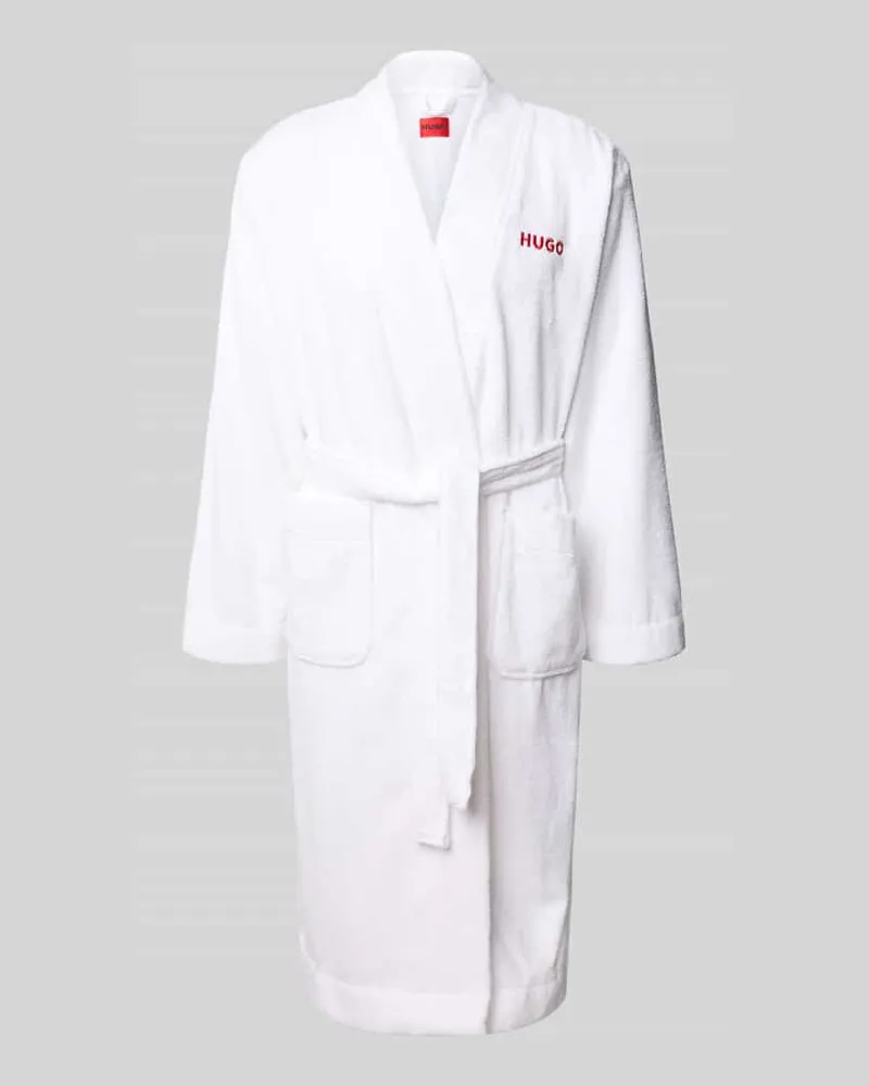 HUGO BOSS Regular Fit Bademantel aus reiner Baumwolle Modell TERRY GROWN Weiss