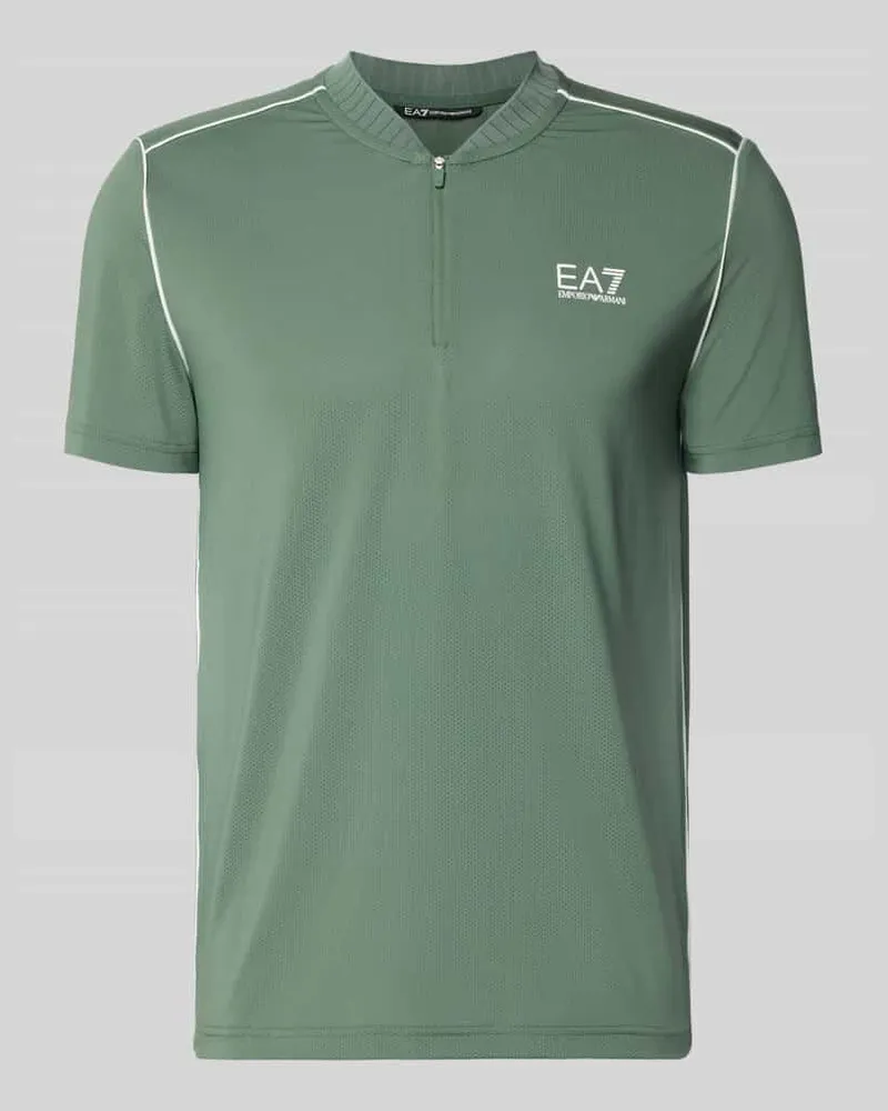 EA7 Regular Fit T-Shirt mit Stehkragen Gruen