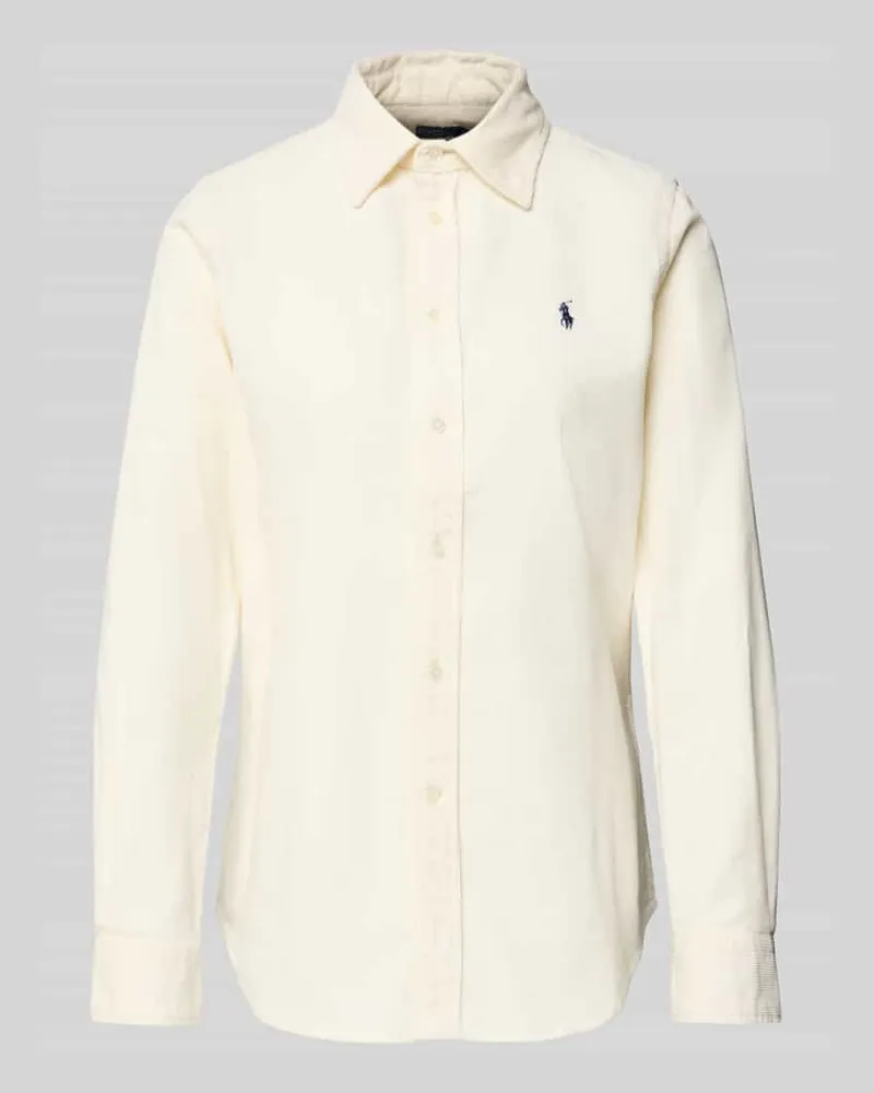 Ralph Lauren Slim Fit Hemdbluse aus Cord mit Label-Stitching Beige