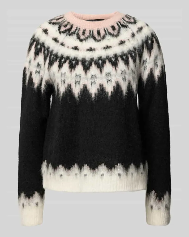 Oui  Strickpullover mit gerippten Abschlüssen Mittelgrau