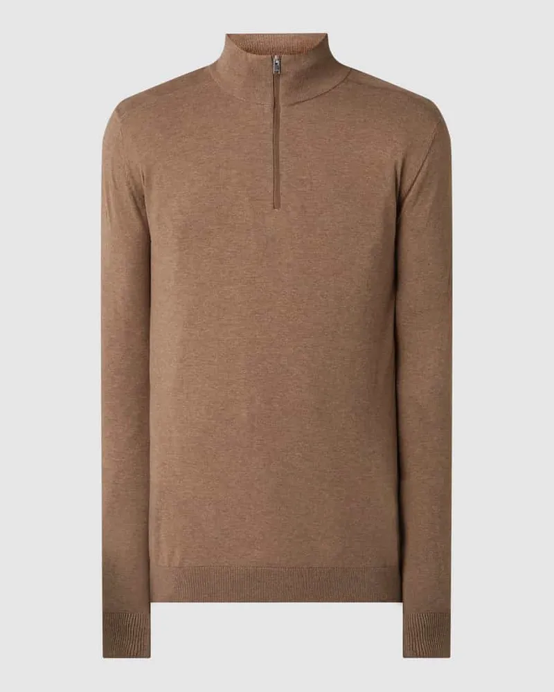 Selected Homme Strickpullover mit Stehkragen Sand