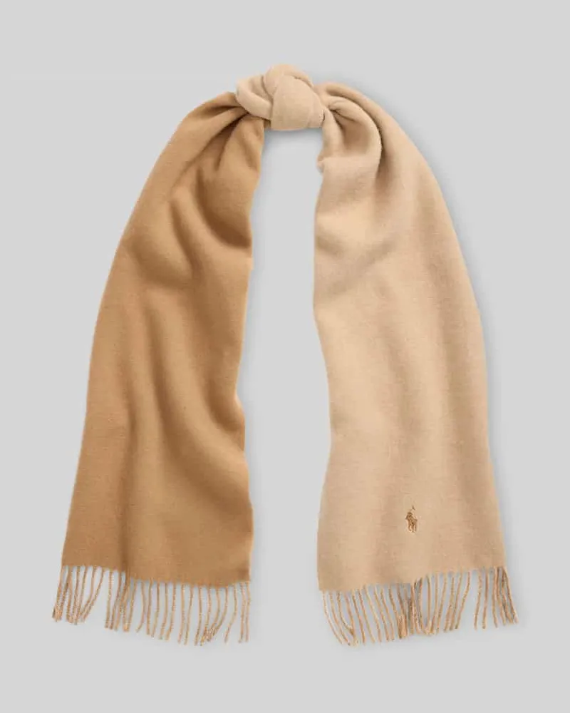 Ralph Lauren Schal aus reiner Wolle mit Logo-Stitching Camel