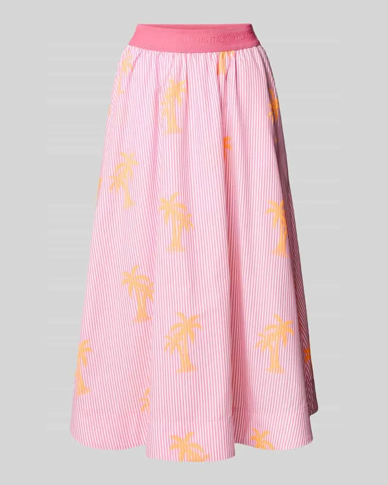 Milano Italy Midirock mit floralem Allover-Print Pink