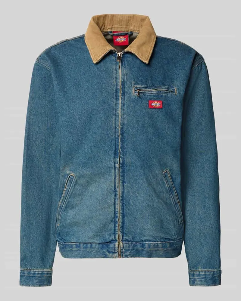 Dickies Jeansjacke mit Label-Detail und Reißverschluss Jeansblau