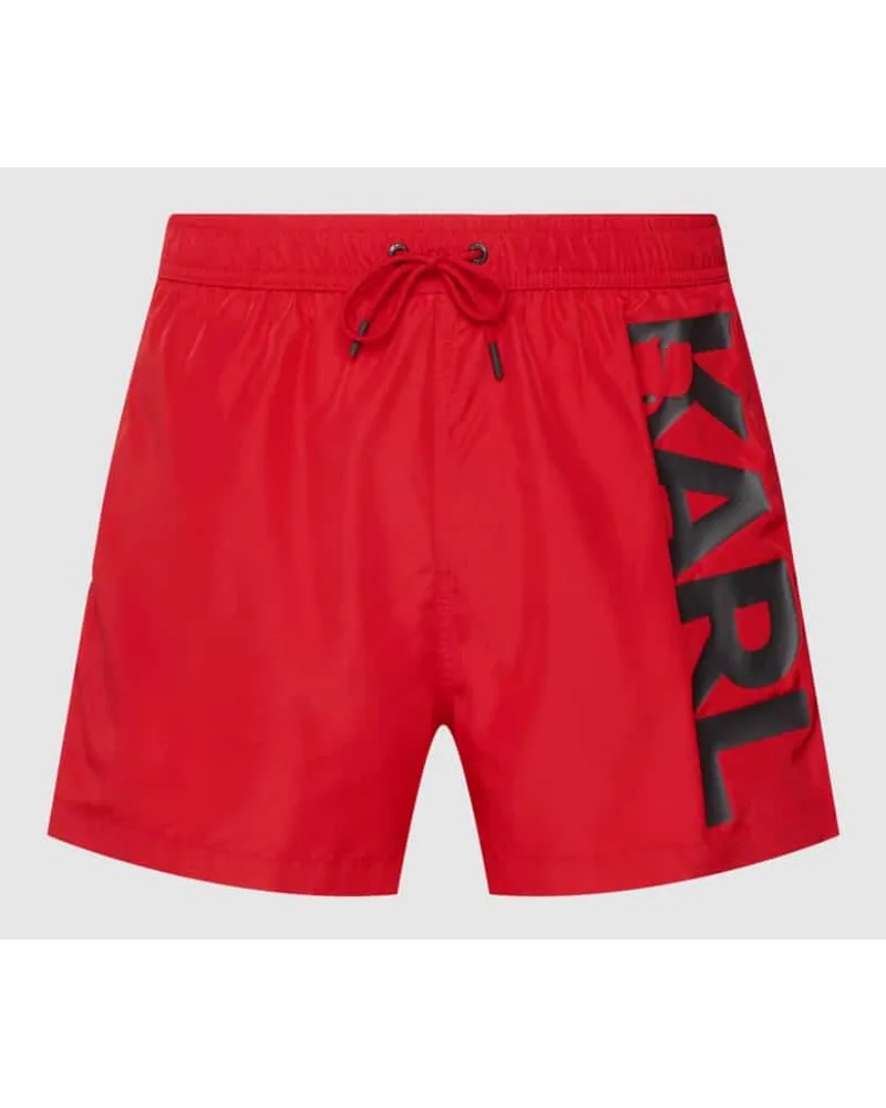 Karl Lagerfeld Badehose mit Logo-Print Rot