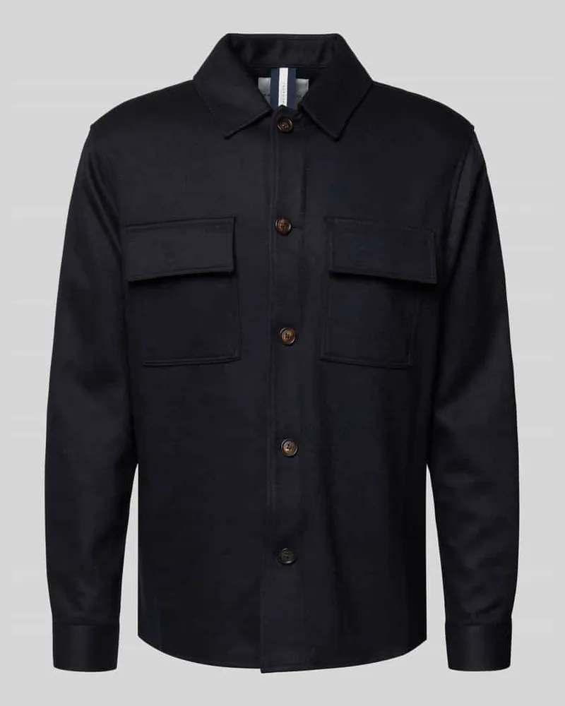 Profuomo Relaxed Fit Hemdjacke mit Brusttaschen Marine