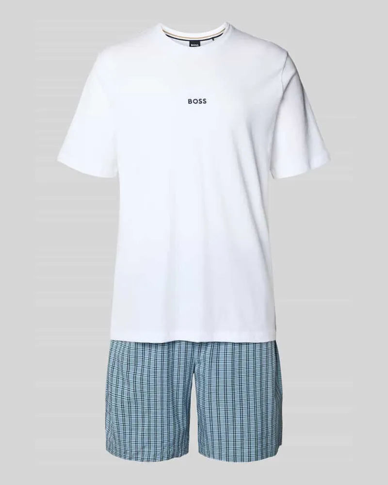 HUGO BOSS Regular Fit Pyjama aus Baumwoll-Mix Modell 'CHRIS PATTERN S SET Hellblau