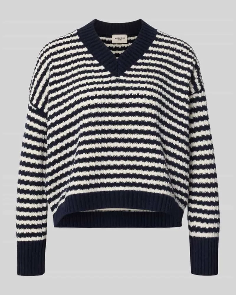 Max Mara Loose Fit Pullover aus reiner Schurwolle Modell 'SPIGA Dunkelblau