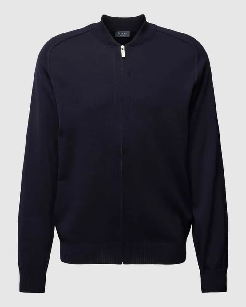 Maerz Strickjacke aus Schurwolle mit kleinem Stehkragen Marine